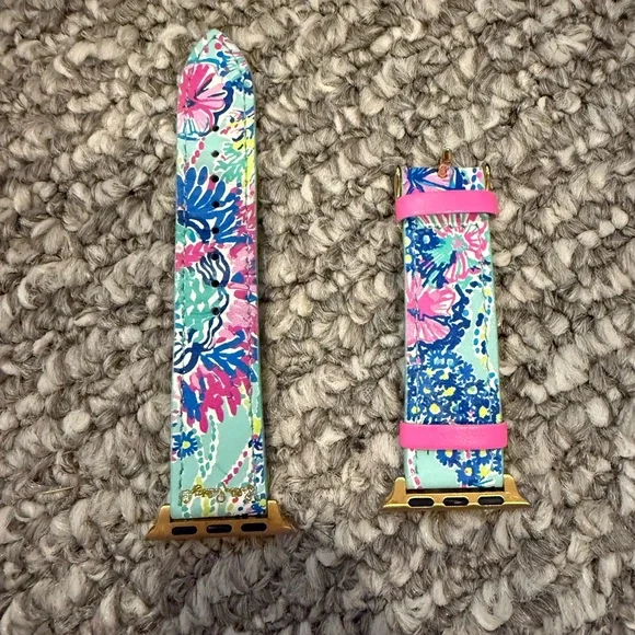 Lilly Pulitzer Pink Leather Watch Band with Gold Accents - Picture 3 of 4